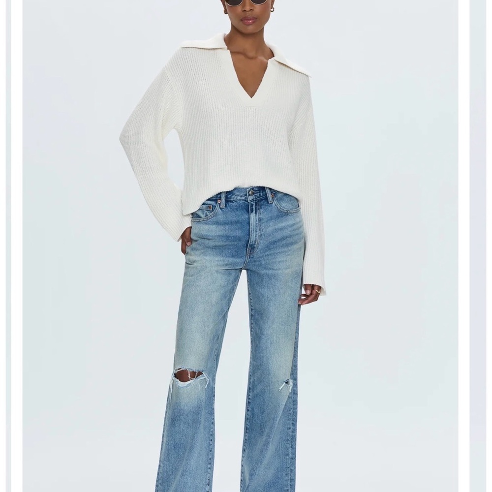 Pistola Hendrix High Rise Distressed Baggy Jeans in Apprentice Light Blue Wash